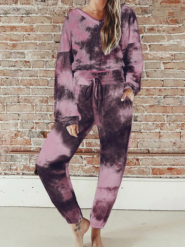 Women's Sets Casual Tie-Dye Long Sleeve Sports Two-Piece Suit - Sets - INS | Online Fashion Free Shipping Clothing, Dresses, Tops, Shoes - 19/10/2021 - Bottom - color-multi