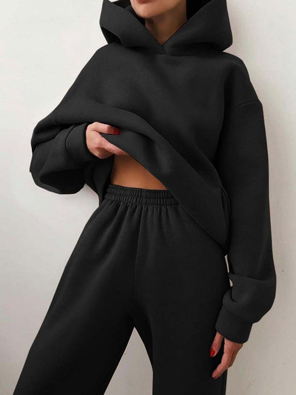 Women's Sets Long Sleeve Hoodie & Trousers Solid Two-Piece Suit - Sets - INS | Online Fashion Free Shipping Clothing, Dresses, Tops, Shoes - 21/08/2021 - 30-40 - Bottom