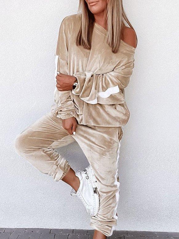 Women's Sets Long Sleeve Trousers Gold Velvet Leisure Two-Piece Suit - Sets - INS | Online Fashion Free Shipping Clothing, Dresses, Tops, Shoes - 03/09/2021 - 40-50 - Bottom