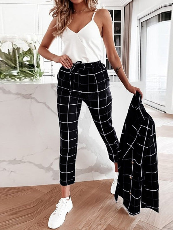 Women's Sets Plaid Double-Breasted Blazers & Trousers Two-Piece Suit - Sets - Instastyled | Online Fashion Free Shipping Clothing, Dresses, Tops, Shoes - 28/12/2021 - Bottoms - color-apricot