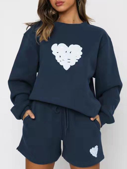 Women's Sets Printed Letters Peach Heart Long Sleeve Two-Piece Suit - Sets - INS | Online Fashion Free Shipping Clothing, Dresses, Tops, Shoes - 15/11/2021 - Bottoms - Color_Blue