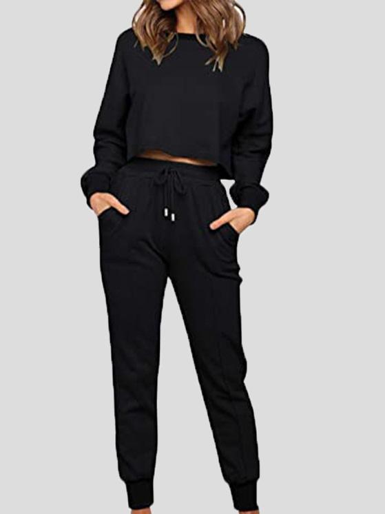 Women's Sets Round Neck Drawstring Pocket Long Sleeve Trousers Sports Suit - Sets - INS | Online Fashion Free Shipping Clothing, Dresses, Tops, Shoes - 25/08/2021 - 30-40 - Bottom