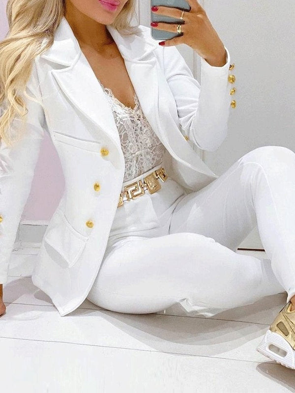 Women's Sets Single-Breasted Blazers & High Waist Trousers Two-Piece Suit - Sets - INS | Online Fashion Free Shipping Clothing, Dresses, Tops, Shoes - 12/10/2021 - 40-50 - Bottom