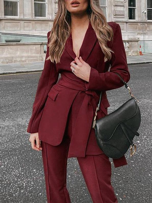 Women's Sets Temperament Lapel Blazers& Trousers Two-Piece Suit - Sets - INS | Online Fashion Free Shipping Clothing, Dresses, Tops, Shoes - 24/09/2021 - 40-50 - Bottom