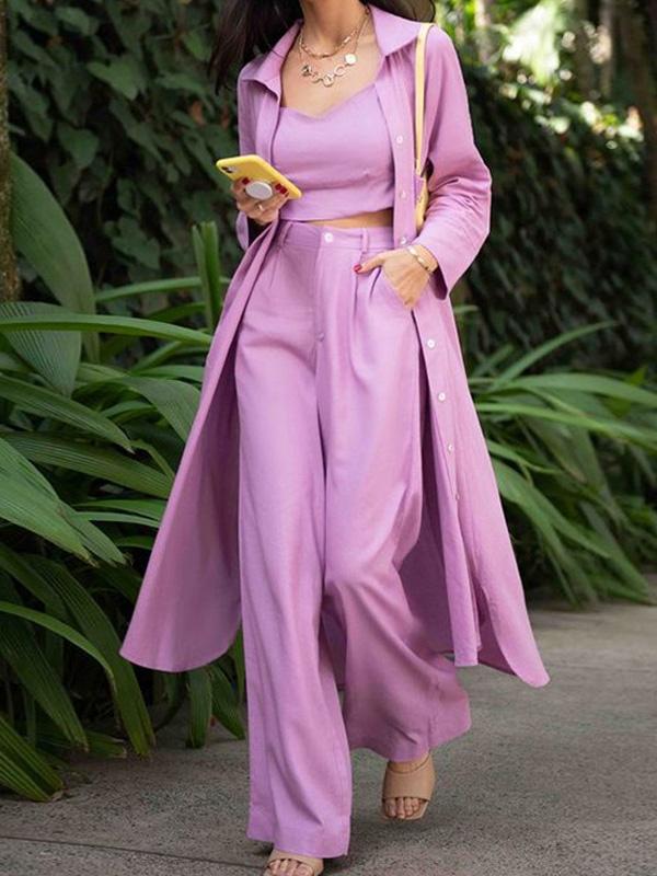 Women's Sets Three-Piece Casual Windbreaker Wide-Leg Pants - Sets - INS | Online Fashion Free Shipping Clothing, Dresses, Tops, Shoes - 19/08/2021 - 40-50 - Bottom
