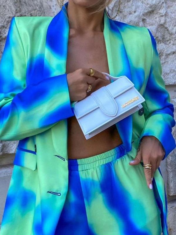 Women's Sets Tie-Dye Long Sleeve Blazer & Pants Two-Piece Suit - Sets - INS | Online Fashion Free Shipping Clothing, Dresses, Tops, Shoes - 30/09/2021 - Bottom - Color_Green