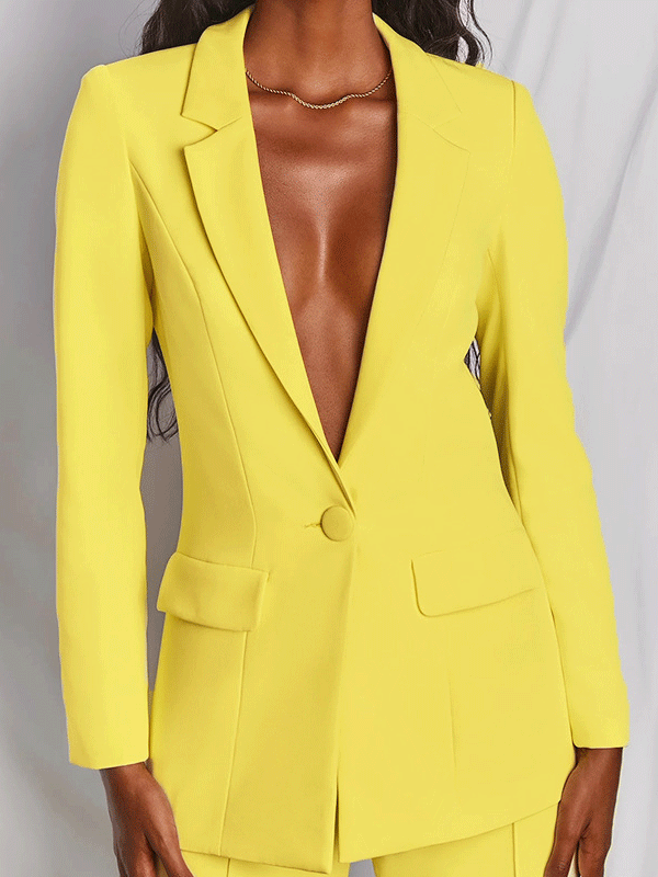 Women's Sets Two-Piece Fashion Lapel Button Blazer - Sets - INS | Online Fashion Free Shipping Clothing, Dresses, Tops, Shoes - 29/09/2021 - Bottom - color-pink