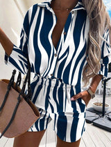 Women's Sets Two-Piece Printed Long Sleeve Shirt & Pocket Shorts - Sets - INS | Online Fashion Free Shipping Clothing, Dresses, Tops, Shoes - 28/09/2021 - 30-40 - Bottom