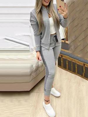 Women's Sets Zip Long Sleeve Jacket & Pants Two Piece Set - Sets - Instastyled | Online Fashion Free Shipping Clothing, Dresses, Tops, Shoes - 15/12/2021 - 40-50 - Bottoms