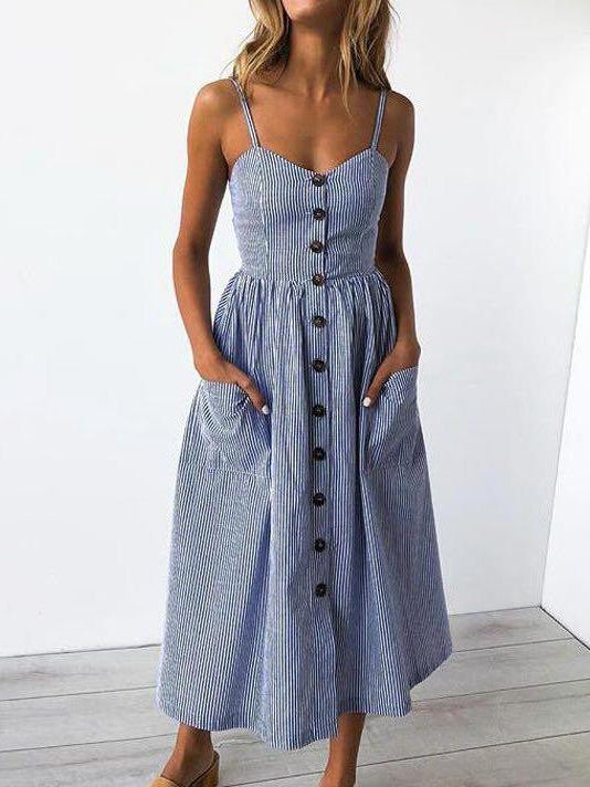 Women's Spaghetti Strap Split Dress For Summer