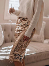 Women's Skirts Sequined Skinny Slit Midi Skirt - Skirts - INS | Online Fashion Free Shipping Clothing, Dresses, Tops, Shoes - 20-30 - 22/11/2021 - Bottoms