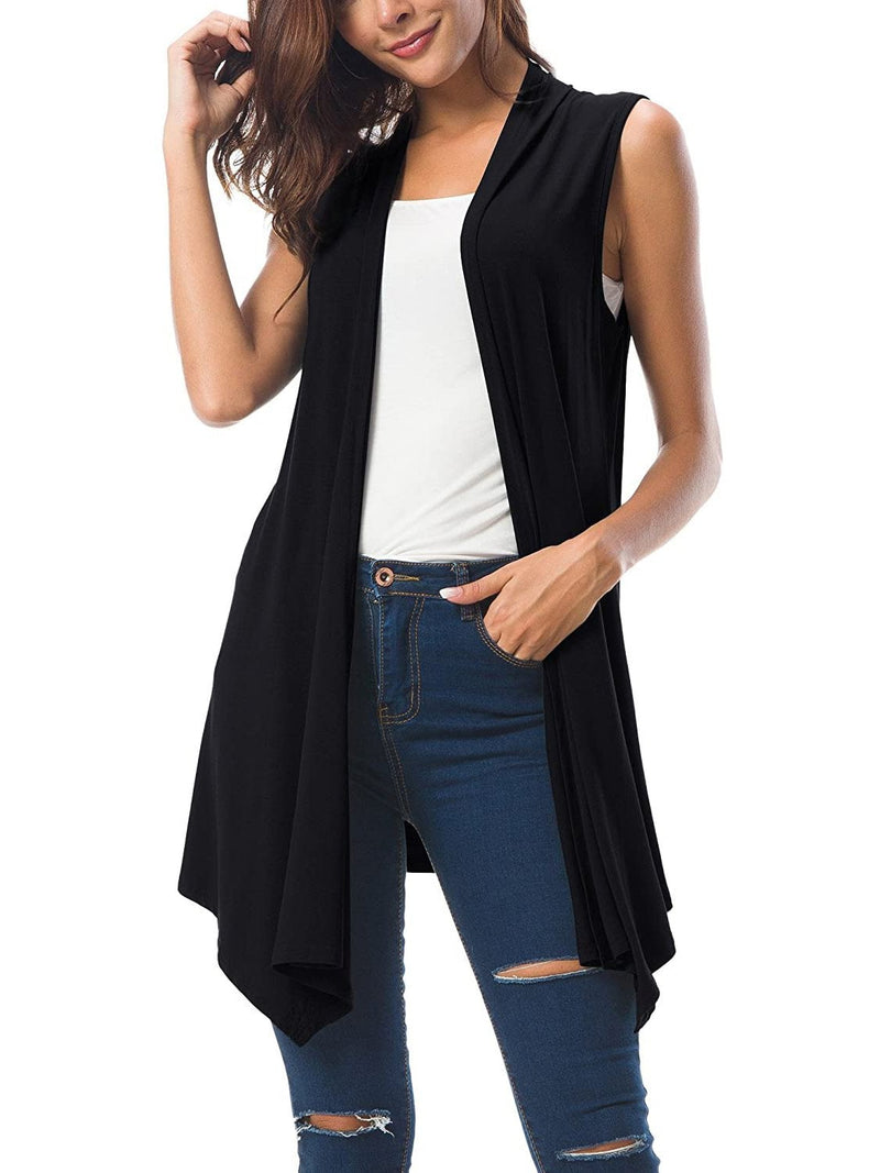 Women's Sleeveless Draped Open Front Cardigan - Cardigan - INS | Online Fashion Free Shipping Clothing, Dresses, Tops, Shoes - 15/3/2021 - 2XL - Black