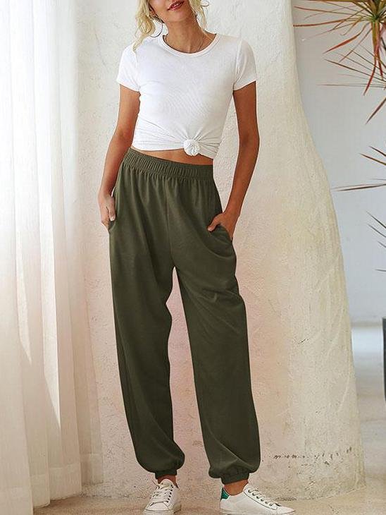 Women's Solid Color Relaxed Fit Jogger Sweatpant - Pants - INS | Online Fashion Free Shipping Clothing, Dresses, Tops, Shoes - 14/05/2021 - 140521 - Color_Army Green