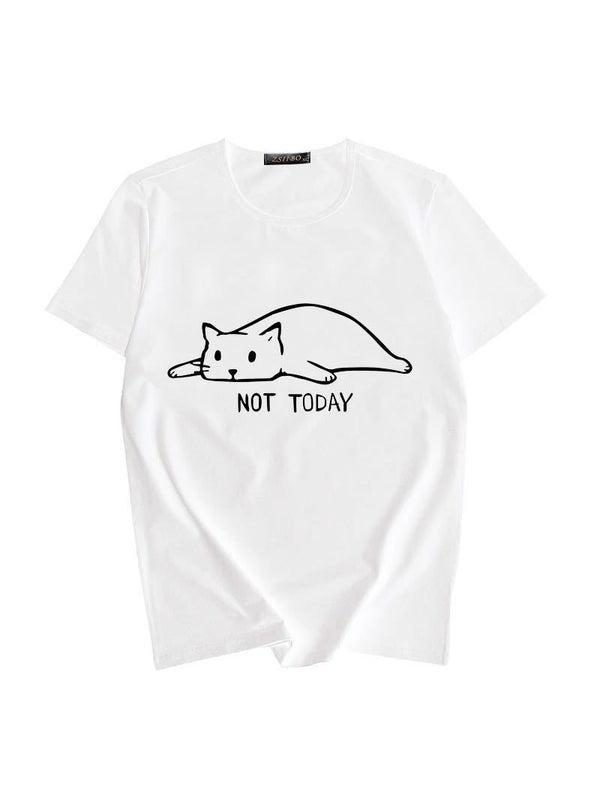 Women's Stylish Lazy Cat Print Comfort T-Shirt - T-Shirts - INS | Online Fashion Free Shipping Clothing, Dresses, Tops, Shoes - 02/22/2021 - 2XL - Casual