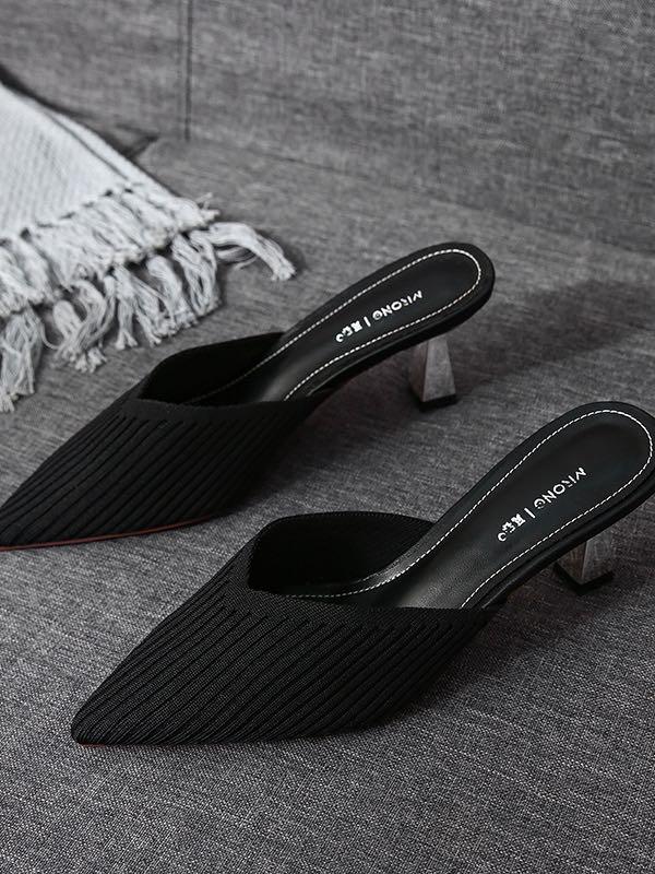 Women's Summer Chic Knit Slip-On Stiletto - Shoes - INS | Online Fashion Free Shipping Clothing, Dresses, Tops, Shoes - 02/19/2021 - Black - Casual