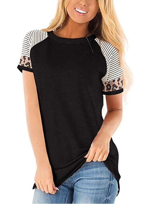 Women's Summer Crewneck T-Shirt With Strip Sleeves - INS | Online Fashion Free Shipping Clothing, Dresses, Tops, Shoes