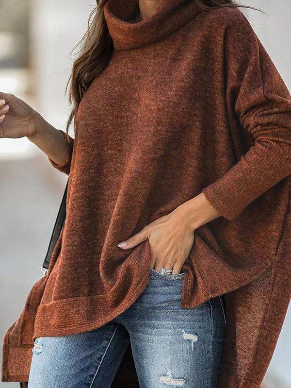 Women's Sweaters Bat Sleeve High Neck Irregular Split Long Sleeve Sweater - Cardigans & Sweaters - INS | Online Fashion Free Shipping Clothing, Dresses, Tops, Shoes - 01/09/2021 - 20-30 - Cardigans & Sweaters