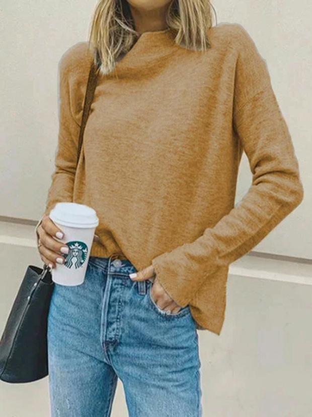 Women's Sweaters Casual High Neck Long Sleeve Pullover Sweater - Cardigans & Sweaters - INS | Online Fashion Free Shipping Clothing, Dresses, Tops, Shoes - 06/09/2021 - 10-20 - Cardigans & Sweaters