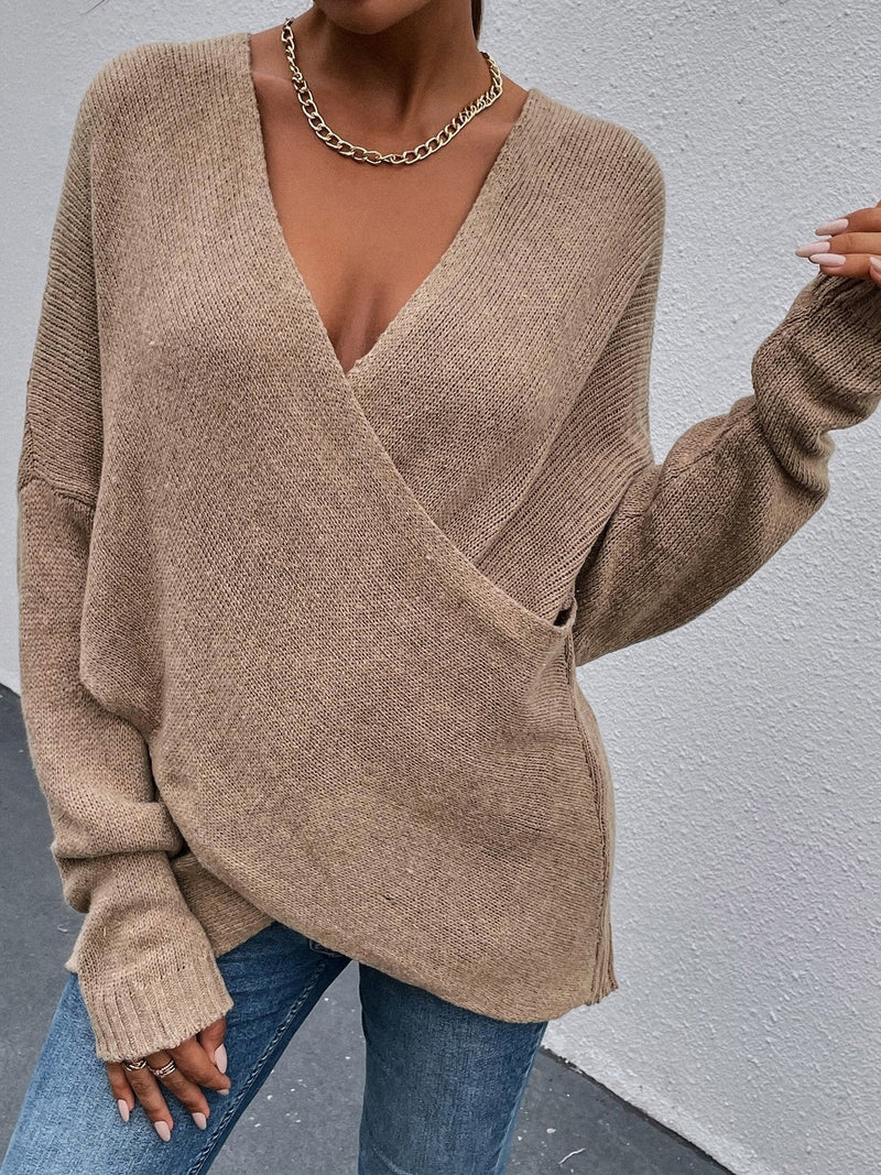 Women's Sweaters Cross V-Neck Long Sleeve Knitted Sweater - Cardigans & Sweaters - INS | Online Fashion Free Shipping Clothing, Dresses, Tops, Shoes - 07/09/2021 - 20-30 - Cardigans & Sweaters