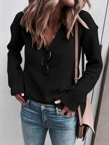 Women's Sweaters Fashion Simple V-Neck Knitted Sweater - Sweaters - INS | Online Fashion Free Shipping Clothing, Dresses, Tops, Shoes - 13/08/2021 - 20-30 - color-black