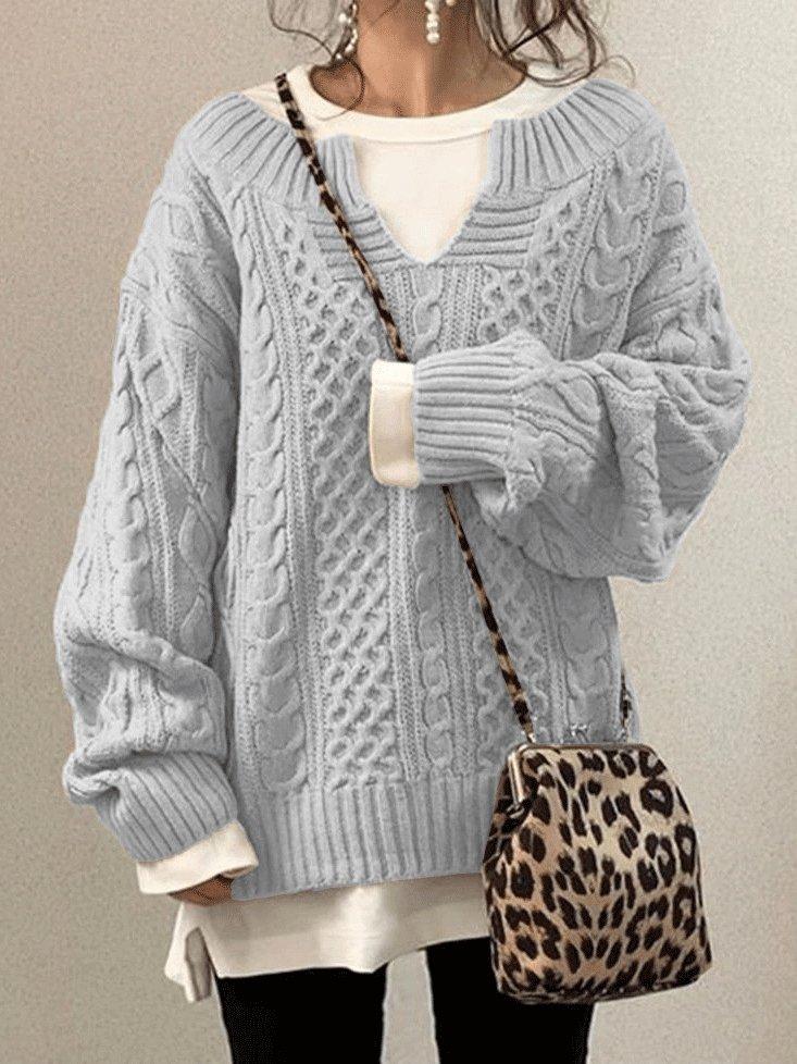 Women's Sweaters Hemp Pattern Casual Knitted Sweater - Cardigans & Sweaters - INS | Online Fashion Free Shipping Clothing, Dresses, Tops, Shoes - 28/09/2021 - 30-40 - Cardigans & Sweaters
