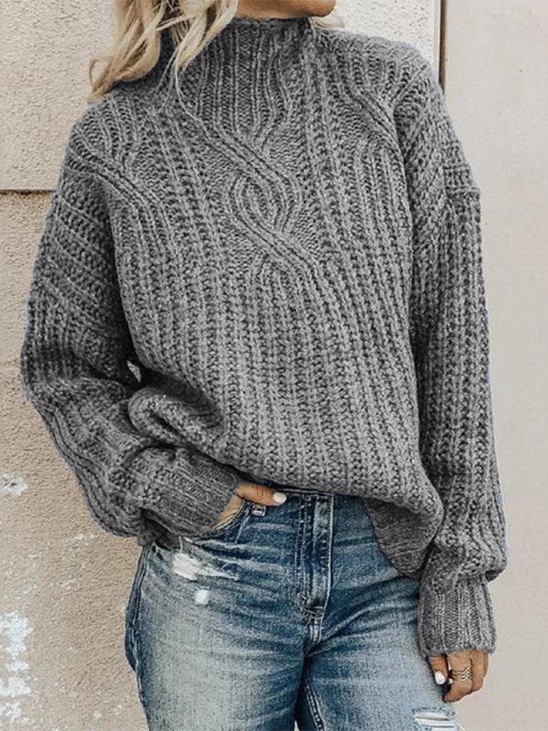 Women's Sweaters High Collar Long Sleeve Twist Knit Sweater - Cardigans & Sweaters - INS | Online Fashion Free Shipping Clothing, Dresses, Tops, Shoes - 05/11/2021 - 20-30 - Cardigans & Sweaters