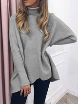 Women's Sweaters High Collar Pullover Long Sleeve Irregular Sweater - Cardigans & Sweaters - INS | Online Fashion Free Shipping Clothing, Dresses, Tops, Shoes - 08/11/2021 - 40-50 - Cardigans & Sweaters