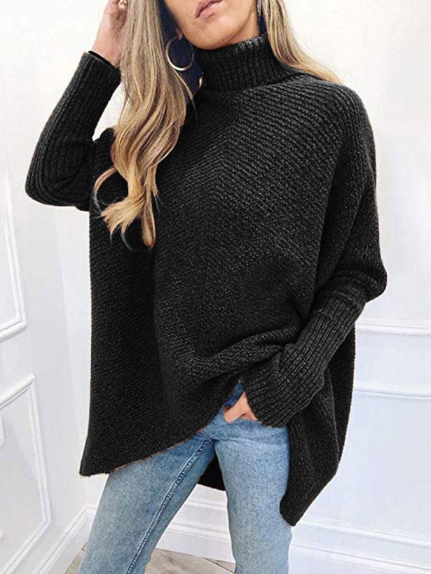 Women's Sweaters High Collar Pullover Long Sleeve Irregular Sweater - Cardigans & Sweaters - INS | Online Fashion Free Shipping Clothing, Dresses, Tops, Shoes - 08/11/2021 - 40-50 - Cardigans & Sweaters