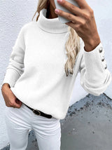 Women's Sweaters High Head Button Solid Long Sleeve Sweater - Cardigans & Sweaters - INS | Online Fashion Free Shipping Clothing, Dresses, Tops, Shoes - 20-30 - 26/10/2021 - Cardigans & Sweaters