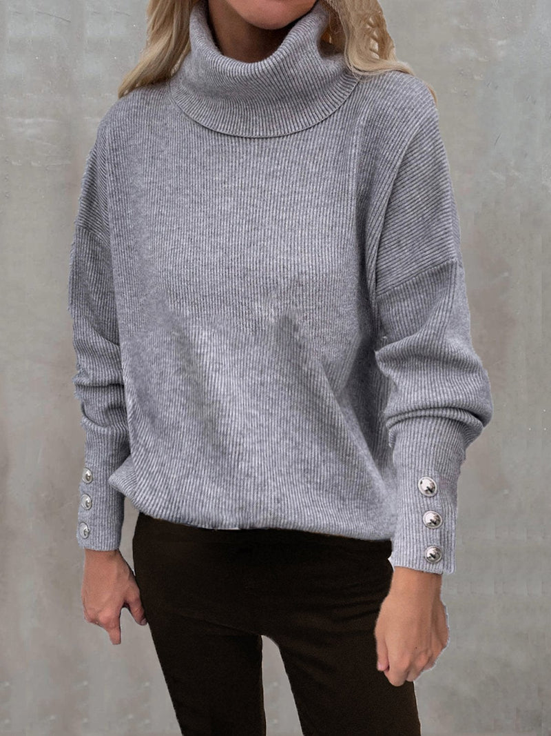 Women's Sweaters High Head Button Solid Long Sleeve Sweater - Cardigans & Sweaters - INS | Online Fashion Free Shipping Clothing, Dresses, Tops, Shoes - 20-30 - 26/10/2021 - Cardigans & Sweaters