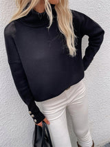 Women's Sweaters High Head Button Solid Long Sleeve Sweater - Cardigans & Sweaters - INS | Online Fashion Free Shipping Clothing, Dresses, Tops, Shoes - 20-30 - 26/10/2021 - Cardigans & Sweaters