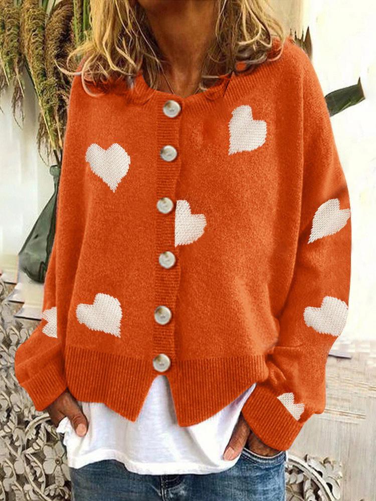 Women's Sweaters Knit Single-Breasted Heart Cardigan Sweater - Cardigans & Sweaters - INS | Online Fashion Free Shipping Clothing, Dresses, Tops, Shoes - 18/09/2021 - 40-50 - Cardigans & Sweaters