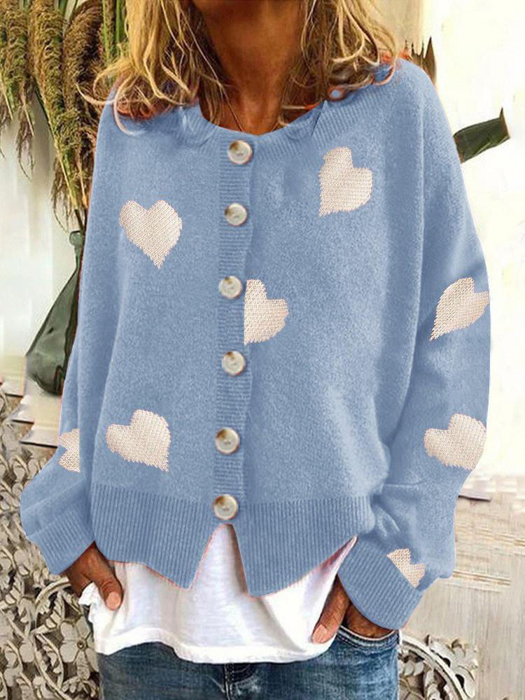 Women's Sweaters Knit Single-Breasted Heart Cardigan Sweater - Cardigans & Sweaters - INS | Online Fashion Free Shipping Clothing, Dresses, Tops, Shoes - 18/09/2021 - 40-50 - Cardigans & Sweaters