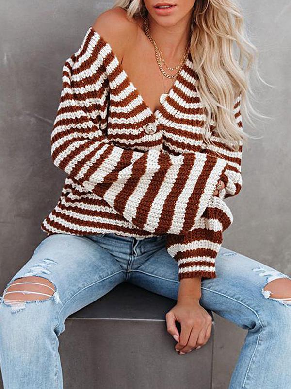 Women's Sweaters Lazy Single-Breasted V-Neck Cardigan Sweater - Cardigans & Sweaters - INS | Online Fashion Free Shipping Clothing, Dresses, Tops, Shoes - 22/09/2021 - 30-40 - Cardigans & Sweaters