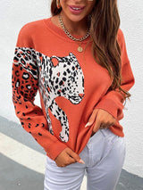 Women's Sweaters Leopard Print Pullover Long Sleeve Knitted Sweater - Cardigans & Sweaters - Instastyled | Online Fashion Free Shipping Clothing, Dresses, Tops, Shoes - 21/12/2021 - 40-50 - Cardigans & Sweaters