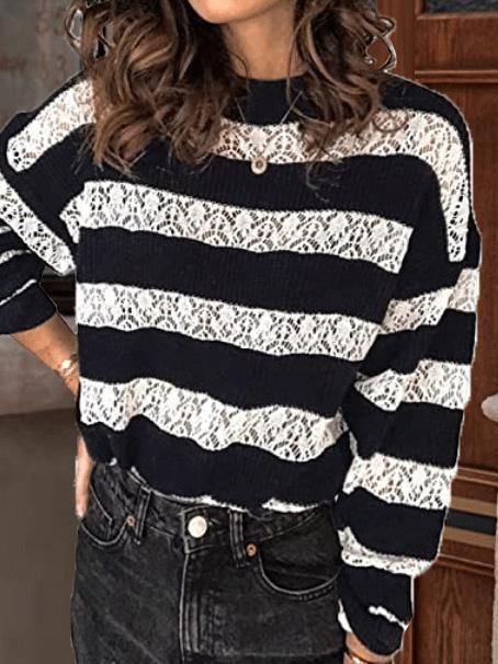 Women's Sweaters Long Sleeve Hollow Round Neck Knitted Sweater - Sweaters - INS | Online Fashion Free Shipping Clothing, Dresses, Tops, Shoes - 10/08/2021 - 20-30 - Cardigans & Sweaters