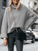 Women's Sweaters Loose High Neck Long Sleeve Knitted Sweater - Cardigans & Sweaters - INS | Online Fashion Free Shipping Clothing, Dresses, Tops, Shoes - 20-30 - 21/10/2021 - Cardigans & Sweaters