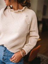 Women's Sweaters Lotus Leaf Collar Button Long Sleeve Sweaters - Cardigans & Sweaters - INS | Online Fashion Free Shipping Clothing, Dresses, Tops, Shoes - 12/11/2021 - 20-30 - Cardigans & Sweaters