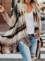 Women's Sweaters Multicolor Fringed Shawl Knitted Sweater - Cardigans & Sweaters - INS | Online Fashion Free Shipping Clothing, Dresses, Tops, Shoes - 15/10/2021 - Cardigans & Sweaters - Color_Multicolor