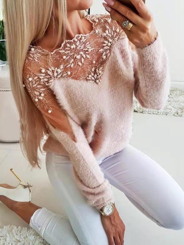 Women's Sweaters Net Yarn Jacquard Stitching Long Sleeve Knitted Sweater - Cardigans & Sweaters - INS | Online Fashion Free Shipping Clothing, Dresses, Tops, Shoes - 18/10/2021 - 20-30 - Cardigans & Sweaters