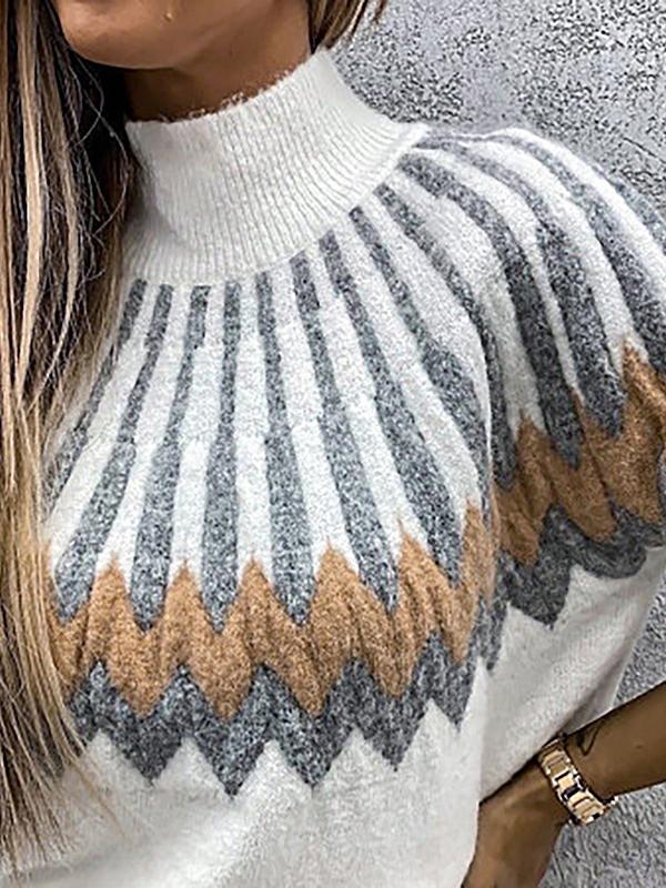 Women's Sweaters Printed Turtleneck Long Sleeve Knit Sweater - Cardigans & Sweaters - INS | Online Fashion Free Shipping Clothing, Dresses, Tops, Shoes - 08/10/2021 - 20-30 - Cardigans & Sweaters