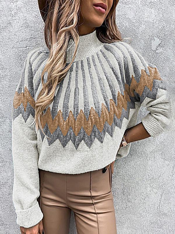 Women's Sweaters Printed Turtleneck Long Sleeve Knit Sweater - Cardigans & Sweaters - INS | Online Fashion Free Shipping Clothing, Dresses, Tops, Shoes - 08/10/2021 - 20-30 - Cardigans & Sweaters