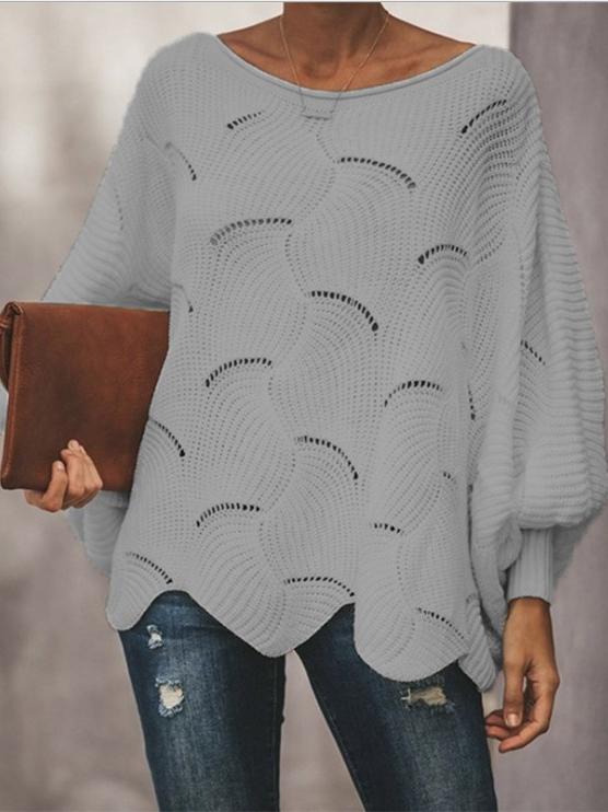 Women's Sweaters Round Neck Hollow Lantern Long Sleeve Sweater - Cardigans & Sweaters - INS | Online Fashion Free Shipping Clothing, Dresses, Tops, Shoes - 04/11/2021 - 20-30 - Cardigans & Sweaters