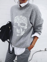 Women's Sweaters Skull Print Long Sleeve Casual Sweater - Cardigans & Sweaters - INS | Online Fashion Free Shipping Clothing, Dresses, Tops, Shoes - 1/11/2021 - 20-30 - Cardigans & Sweaters