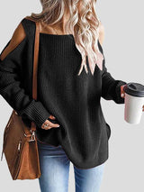 Women's Sweaters Sling Long Sleeve Off-Shoulder Pullover Knit Sweater - Cardigans & Sweaters - INS | Online Fashion Free Shipping Clothing, Dresses, Tops, Shoes - 18/09/2021 - 30-40 - Cardigans & Sweaters