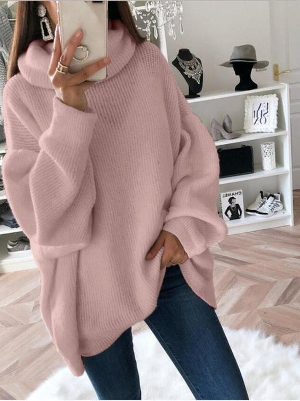 Women's Sweaters Solid High Collar Long Sleeve Knitted Sweater - Cardigans & Sweaters - INS | Online Fashion Free Shipping Clothing, Dresses, Tops, Shoes - 03/11/2021 - 30-40 - Cardigans & Sweaters