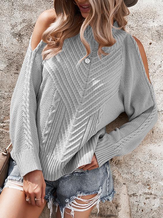 Women's Sweaters Solid Off-Shoulder Long Sleeve Sweater - Cardigans & Sweaters - Instastyled | Online Fashion Free Shipping Clothing, Dresses, Tops, Shoes - 02/12/2021 - 30-40 - Cardigans & Sweaters