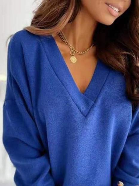 Women's Sweaters Solid V-Neck Long Sleeve Button Sweater - Cardigans & Sweaters - INS | Online Fashion Free Shipping Clothing, Dresses, Tops, Shoes - 15/10/2021 - Cardigans & Sweaters - Color_Black