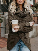 Women's Sweaters Turtleneck Button Long Sleeve Irregular Knit Sweater - Cardigans & Sweaters - INS | Online Fashion Free Shipping Clothing, Dresses, Tops, Shoes - 02/11/2021 - 20-30 - Cardigans & Sweaters