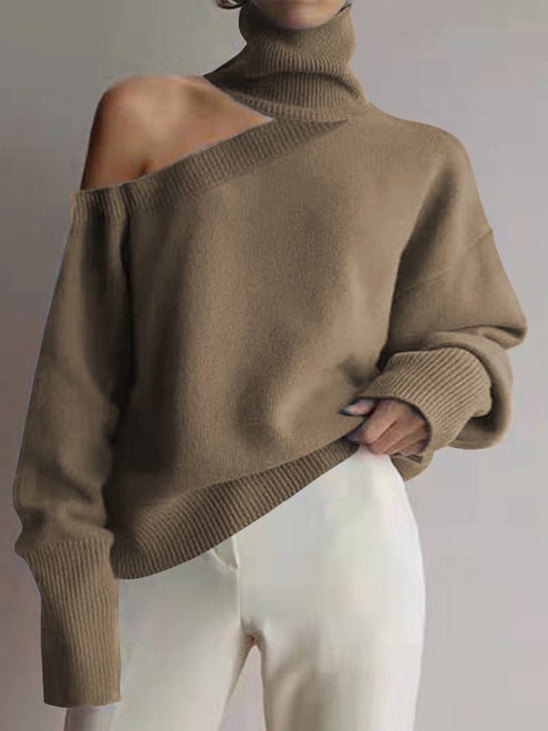 Women's Sweaters Turtleneck Off-Shoulder Pullover Long Sleeve Sweater - Cardigans & Sweaters - INS | Online Fashion Free Shipping Clothing, Dresses, Tops, Shoes - 13/10/2021 - 30-40 - Cardigans & Sweaters